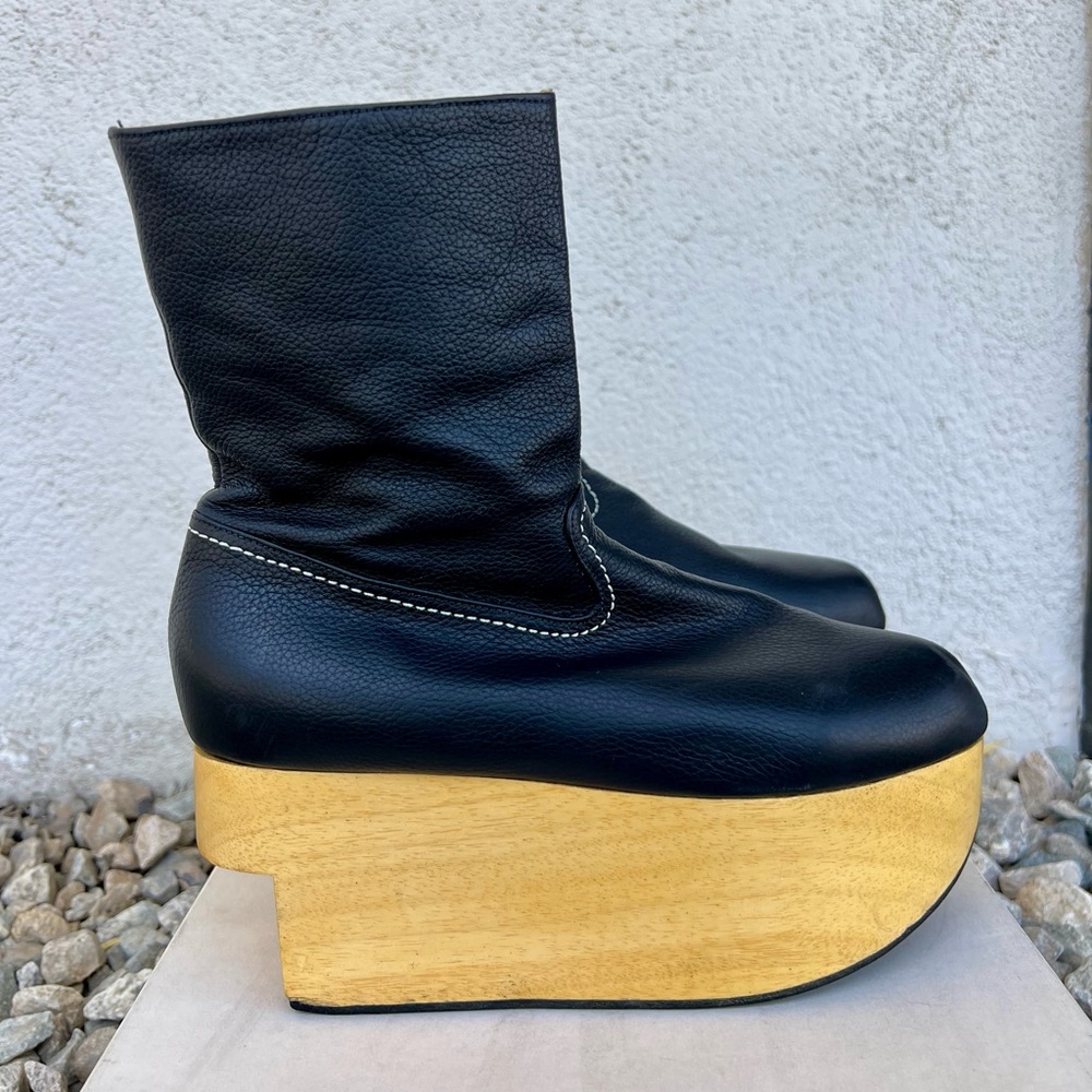 Vivienne Westwood Rocking Horse boots Blk w/white stitching UK SZ.5